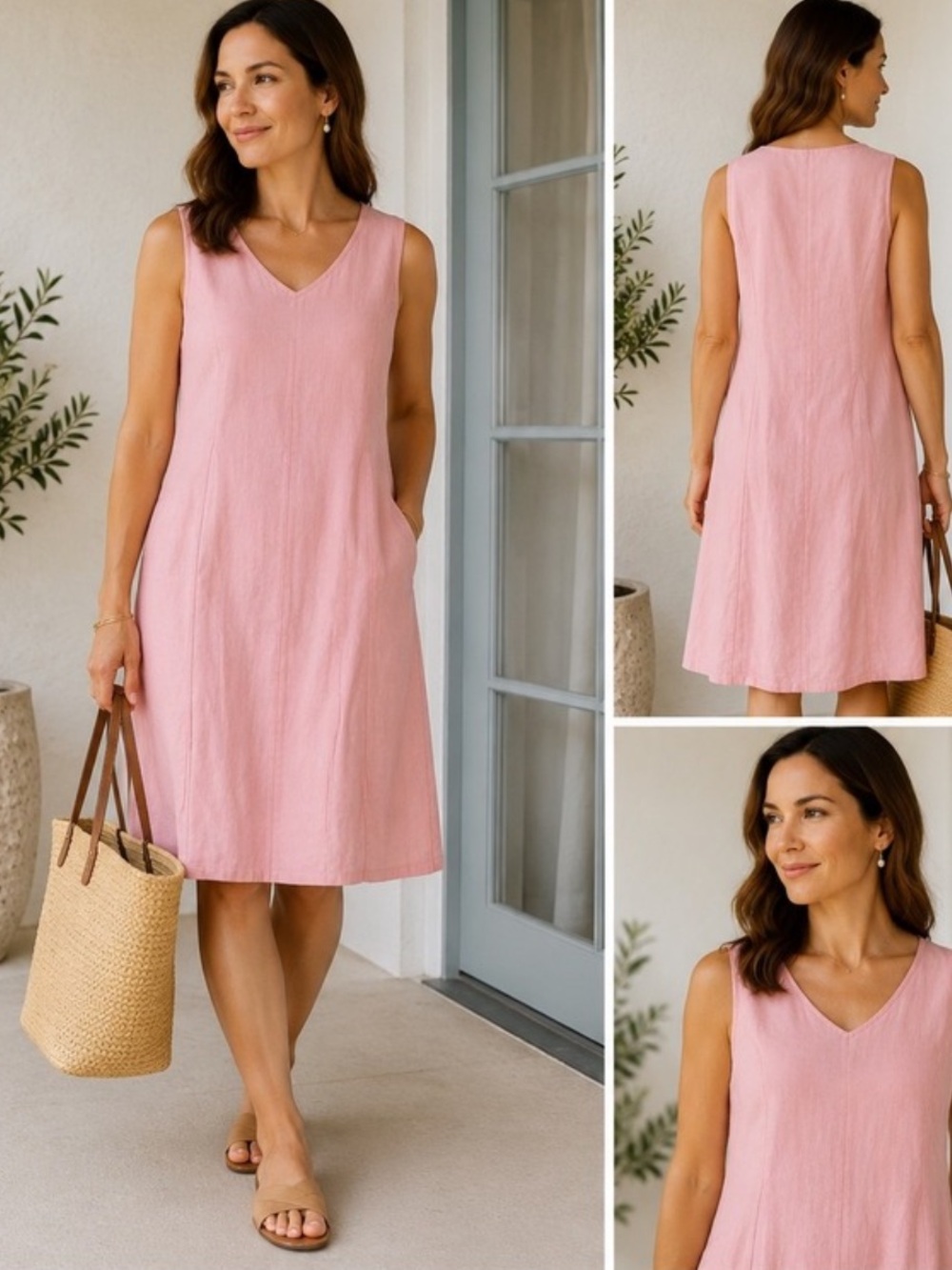 J Jill Love Linen Blush Pink A Line Dress S Coastal Grandma Casual Cruise